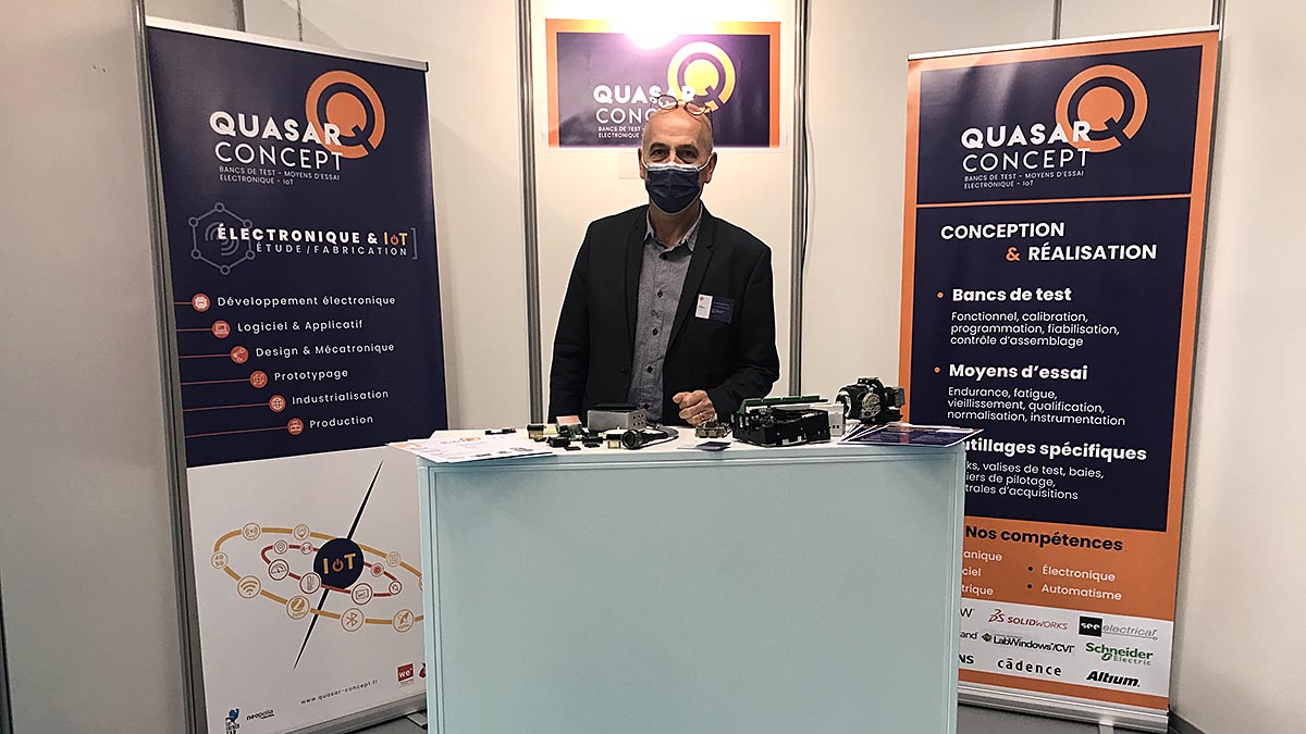 Le directeur commercial de Quasar Concept Hervé Craipeau lors du Forum de l'électronique à Angers en novembre 2021